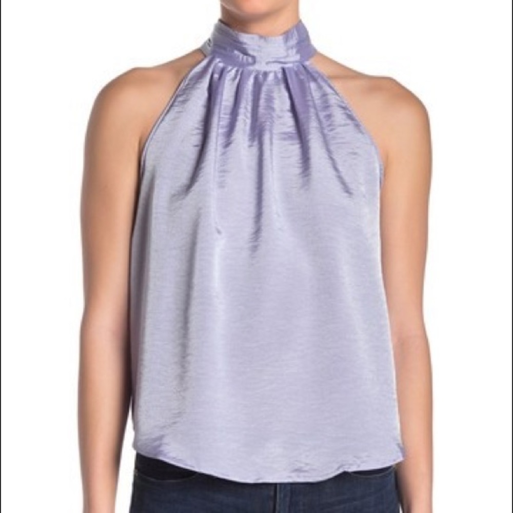 Sweet Rain Shiny Halter back Buttoned Top (Sz S)